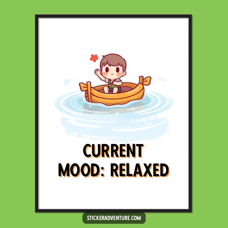 Funny Raft Lake Poster: Cheerful Character Adventure Wall Art Gift