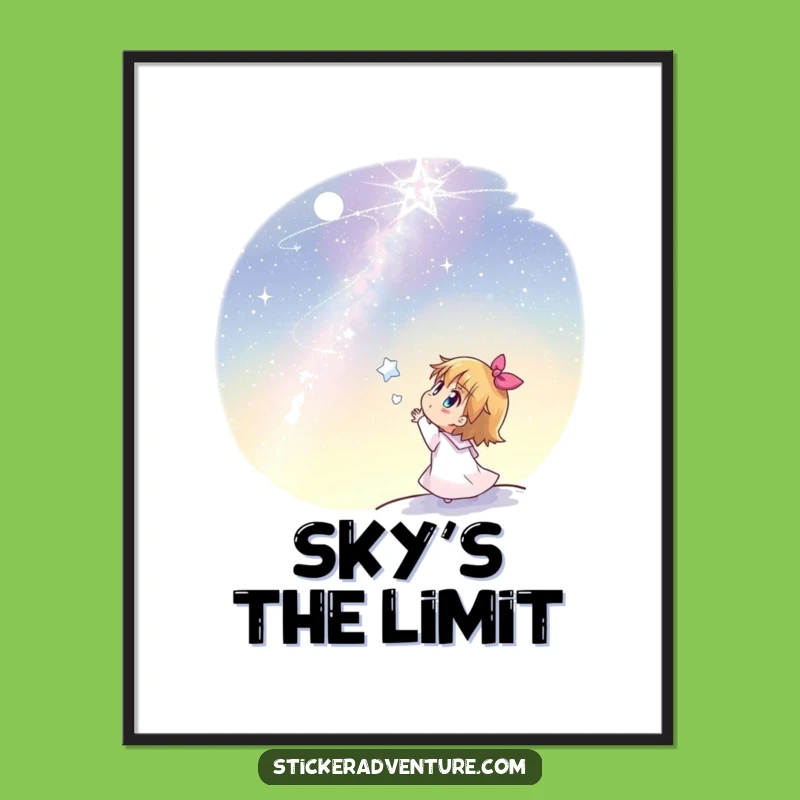 Funny Stargazer Poster: Joyful Character Admires Stars, Inspiring Funny Gift