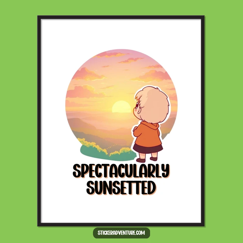 Funny Sunset Awe Poster: Character Breathtaking View Wall Art Gift