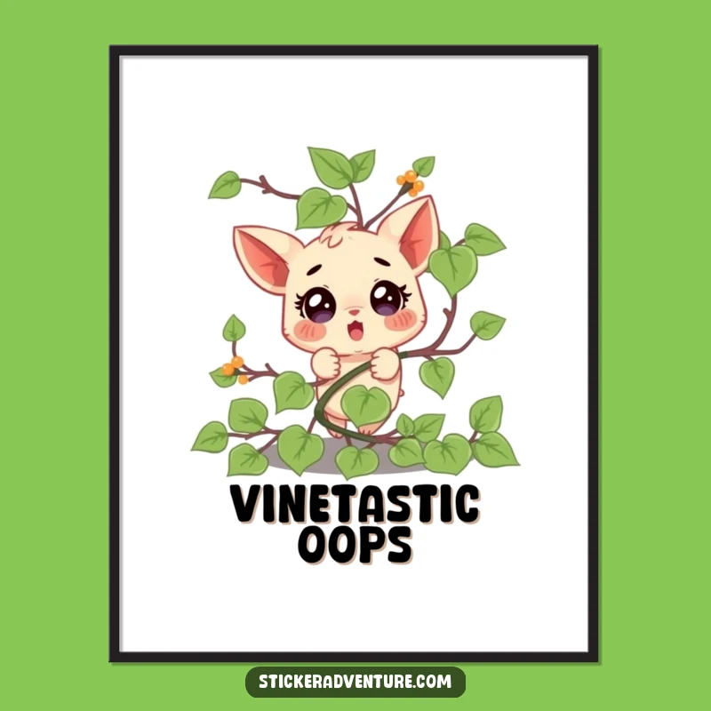 Funny Vine Tangle Poster: Charming Character Surprise, a Delightful Funny Gift Print