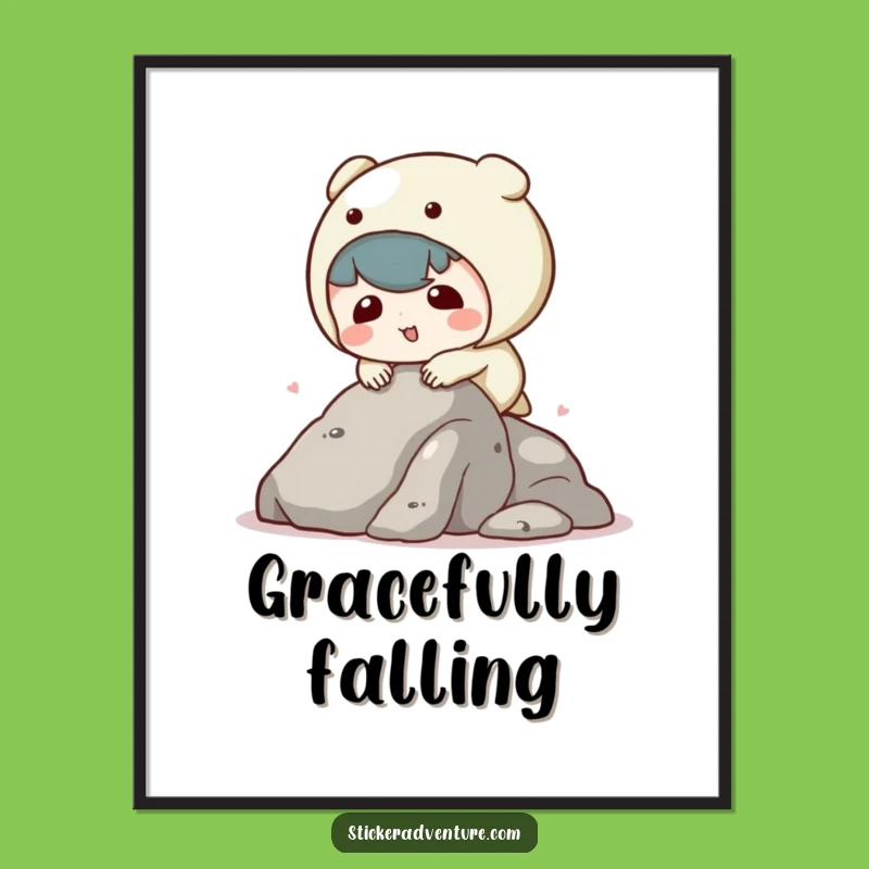 Funny Tripping Kawaii Character Poster - Hilarious Wall Art for Adorable Decor