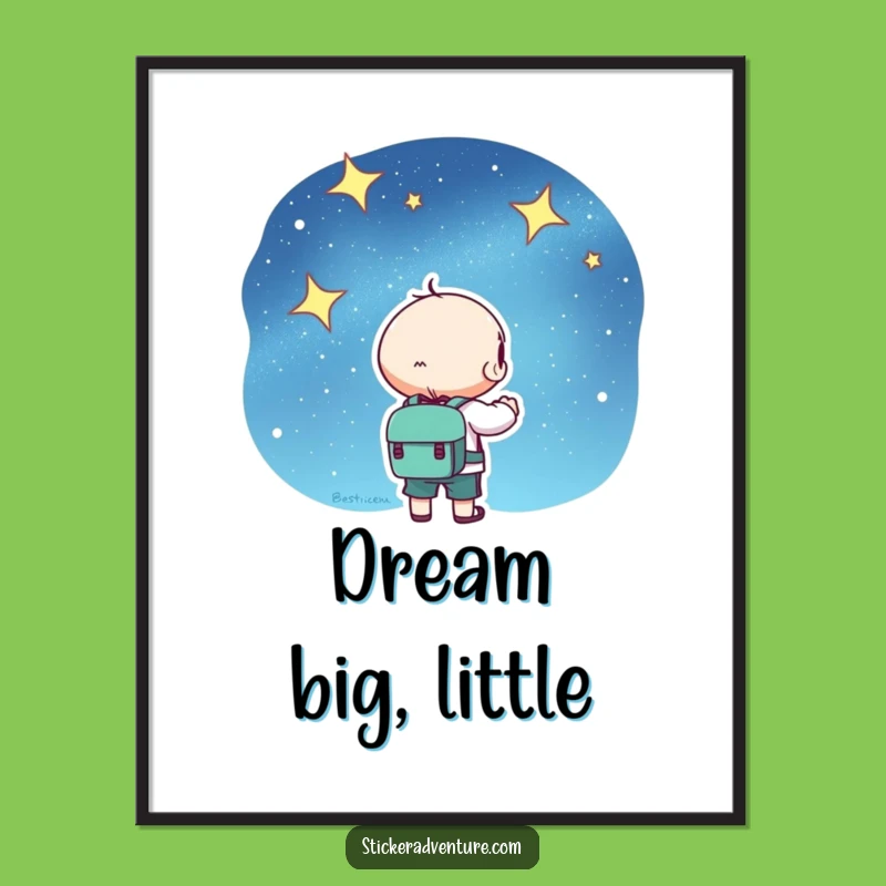 Kawaii Starry Sky Poster: Dreamy Character Art, a Charming Funny Gift