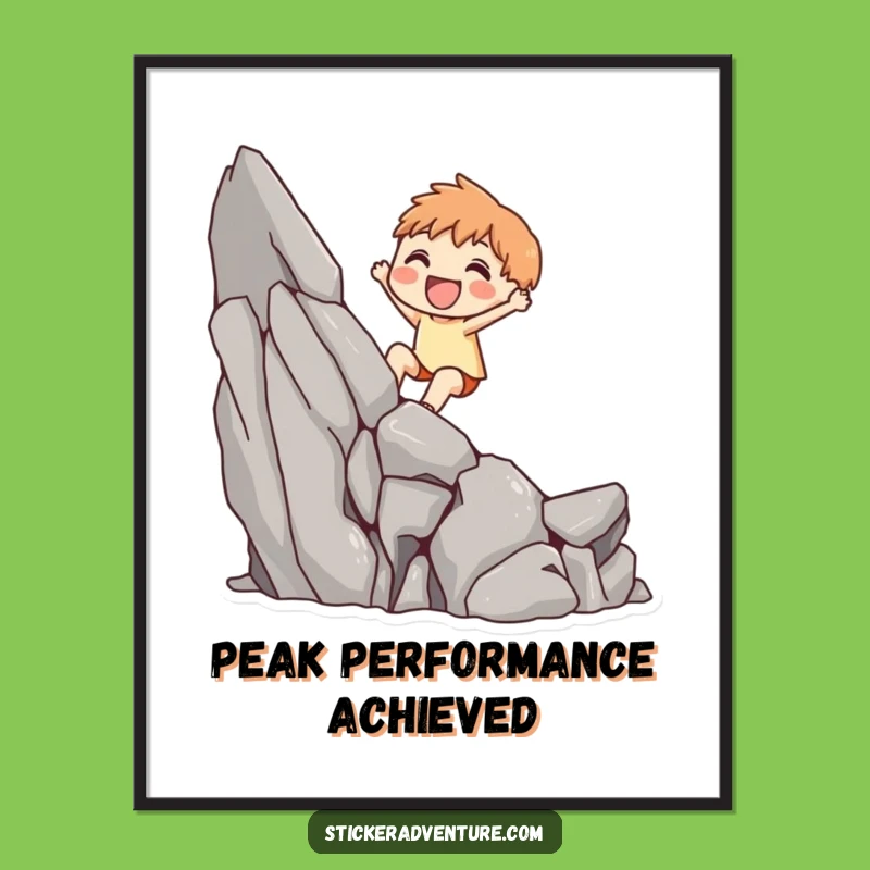 Funny Cliff Scaling Character Poster: Inspire Your Walls with Humor!