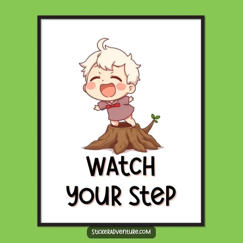 Funny Tripping Poster: Laughing Character's Joyful Fall, Perfect Wall Art Funny Gift!