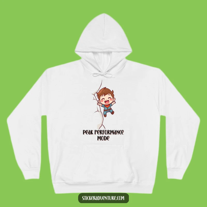 Funny Cliff Climber Hoodie: Determined Character's Cozy Victory, Top Notch Funny Gift!