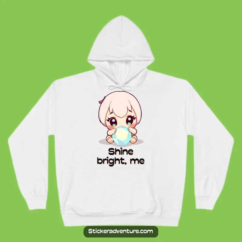 Cozy Funny Gem Discovery Hoodie: Wide-Eyed Character Sparkle, Amazing Funny Gift