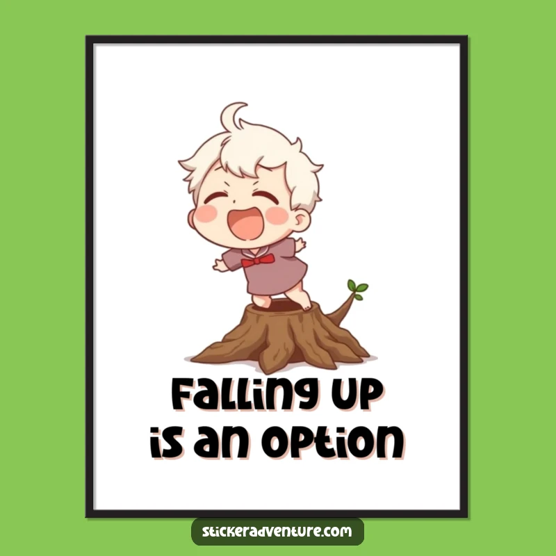 Funny Free Printable Wall Art: Clumsy Character, Humorous Downloadable Gift for Comedy