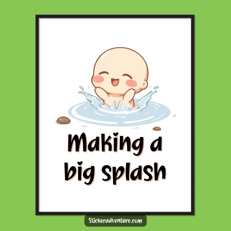 Free Printable Wall Art: Happy Splashing Character - Funny Downloadable Decor!