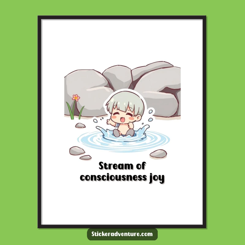 Free Printable Wall Art: Playful Stream Splashing - Refreshing Downloadable Decor