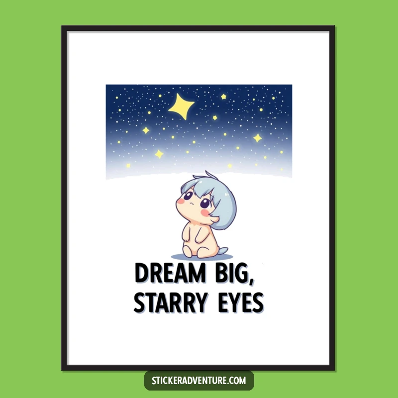 Free Printable Wall Art: Starry Night Sky Character Dreamy Funny Decor