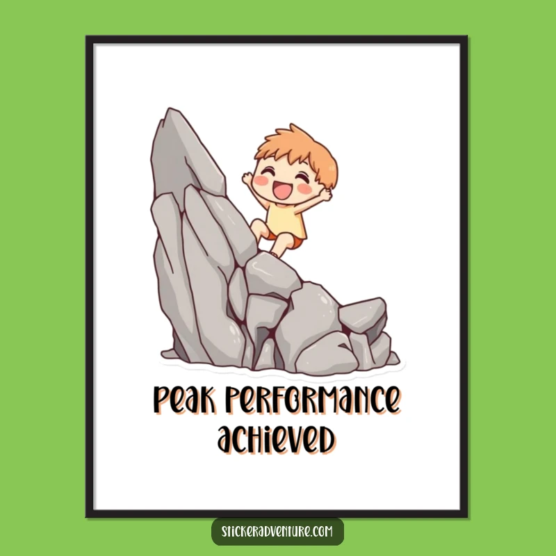 Funny Free Printable Wall Art: Cute Cliff-Climber, Hilarious Downloadable Decor