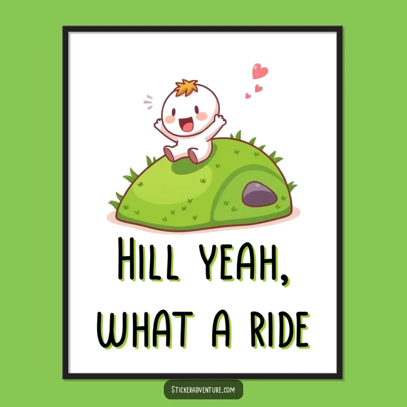 Free Printable Wall Art: Character Gleefully Sliding Down a Hill