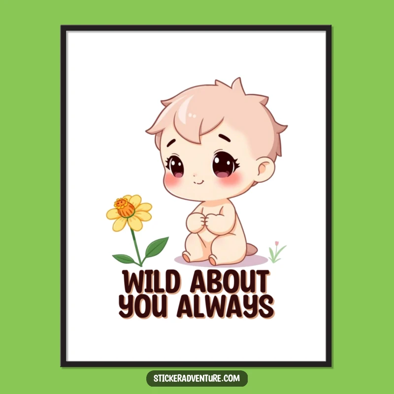 Free Printable Wall Art: Curious Character & Rare Wildflower - Funny Nature Download