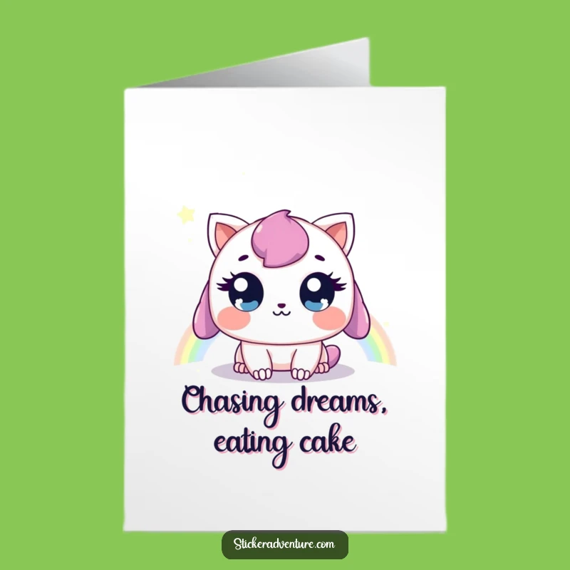 Free Printable Birthday Card: Sweet Creature Rainbow Wonder Funny Downloadable Greeting