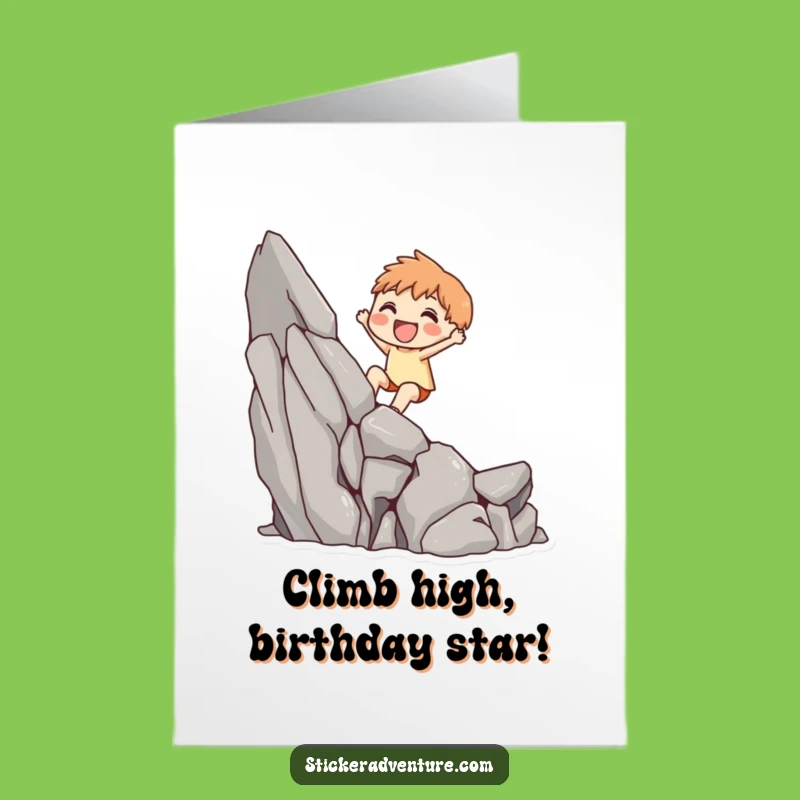 Funny Free Printable Birthday Card: Cute Cliff-Climber Character, Perfect DIY Downloadable Gift