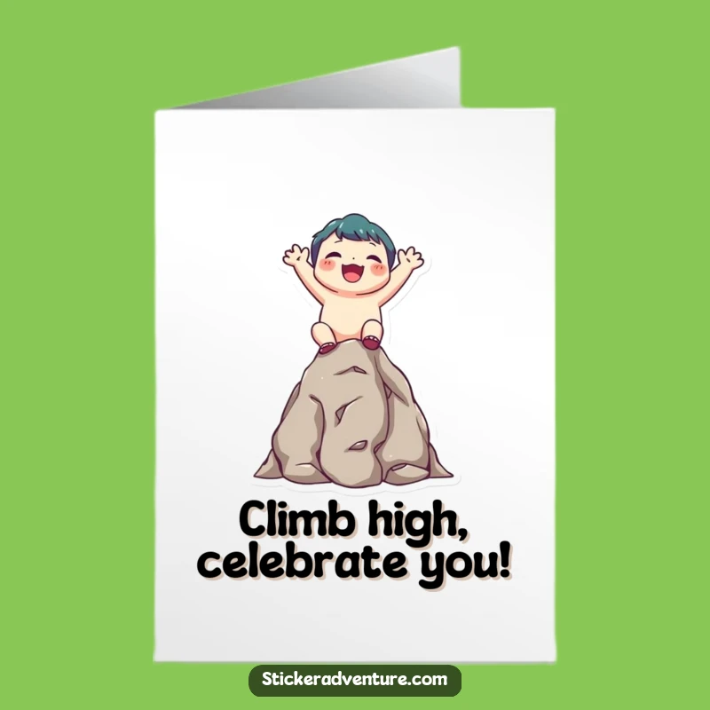 Free Printable Birthday Card: Mountain Climbing Critter - Funny Downloadable Gift