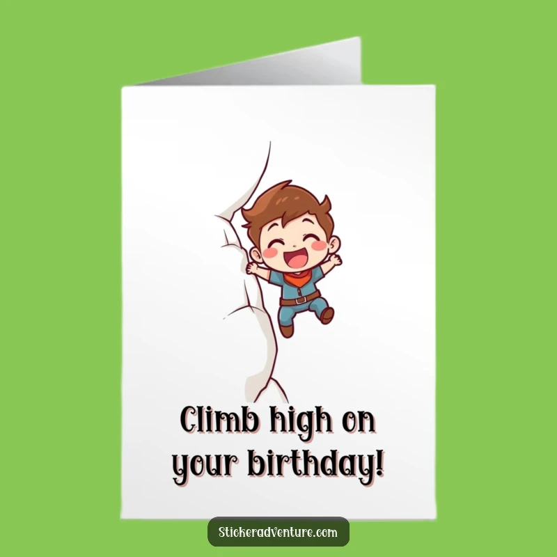 Free Printable Birthday Card: Adventurer Character, Funny Downloadable Gift for Climbers