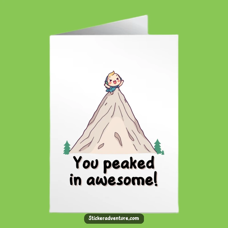 Free Printable Birthday Card: Mountain Climbing Character Adventure
