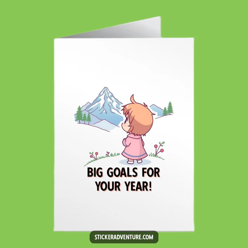 Free Printable Birthday Card: Wondering Character Mountain Peak Funny Gift