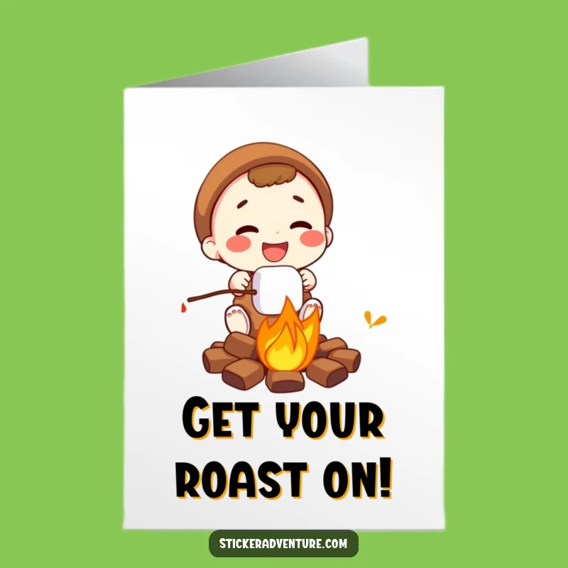 Free Printable Birthday Card: Roasting Marshmallows Fun - Happy Campfire Wishes