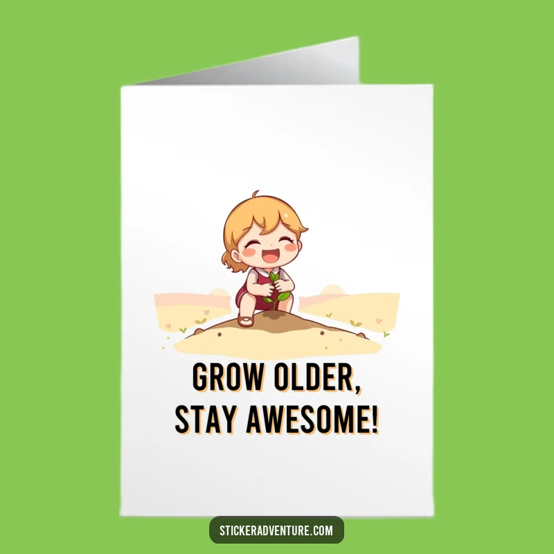 Free Printable Birthday Card: Cute Planter Character, Funny Downloadable Gift for Gardeners