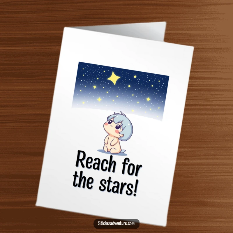 Funny Free Printable Birthday Card with a character looking up at a starry night sky, full of wonder and birthday wishes.