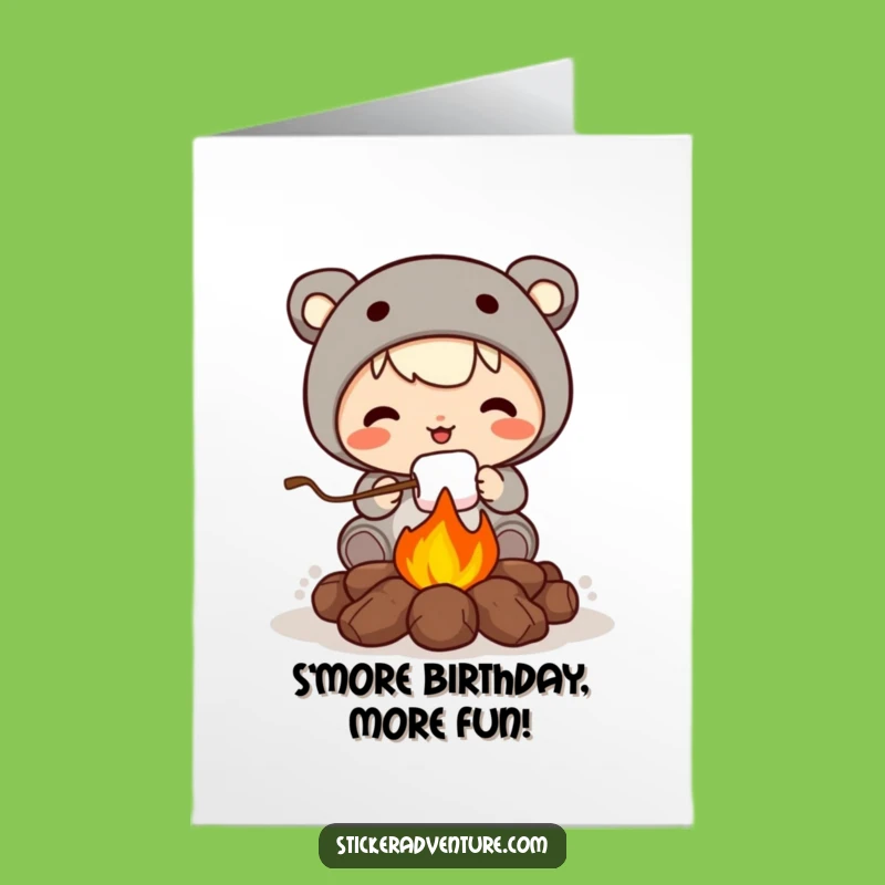 Free Printable Birthday Card: Roasting Marshmallow Character Funny Gift