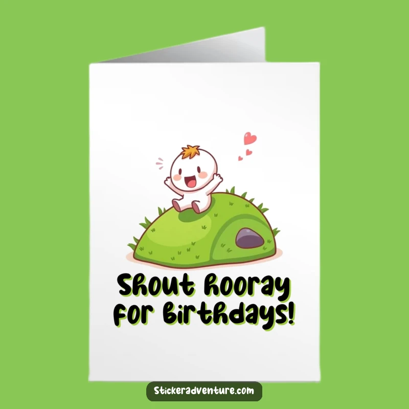 Free Printable Birthday Card: Gleeful Hill Slide - Fun Birthday Shout!