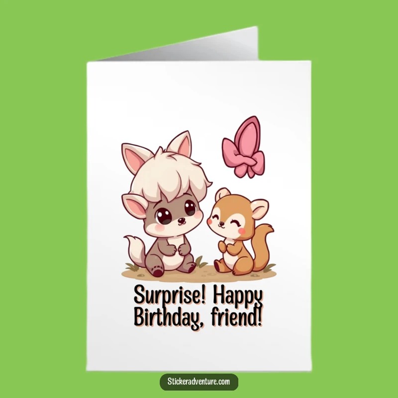 Free Printable Birthday Card: Shy Creature Surprise - Downloadable Funny Gift
