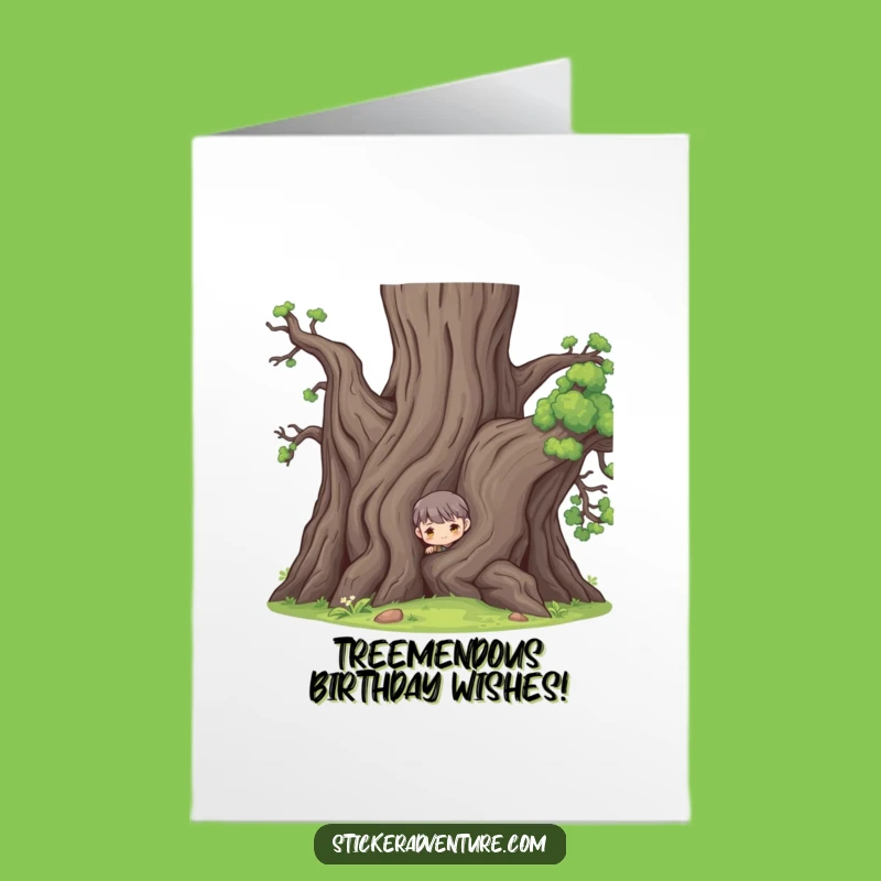 Funny Free Printable Birthday Card: Peeking Tree Character, Perfect DIY Downloadable