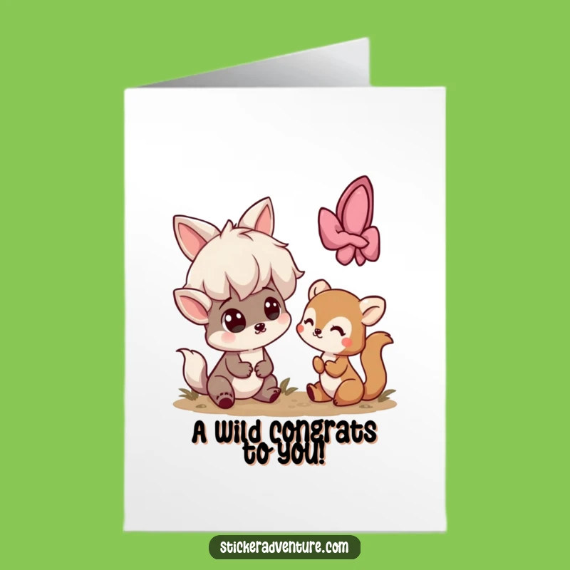 Free Printable Congrats Card: Shy Creature Surprise - Downloadable Celebration Gift