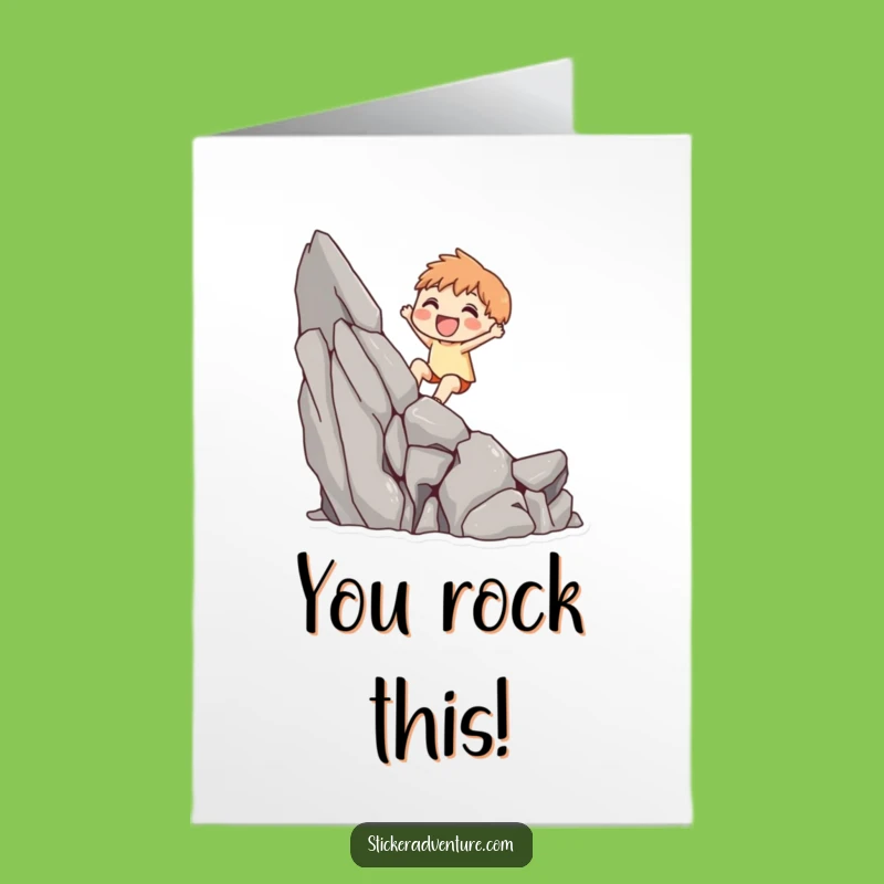 Free Printable Congrats Card: Funny Cliff-Climber Achieves Goal, Perfect Downloadable Gift