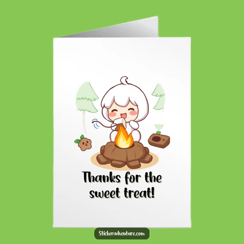 Free Printable Thank You Card: Campfire Marshmallow Character - Grateful DIY Downloadable Gift