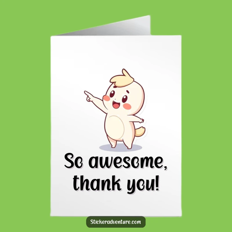 Free Printable Thank You Card: Tiny Character Expresses Gratitude with Wonder, Downloadable!