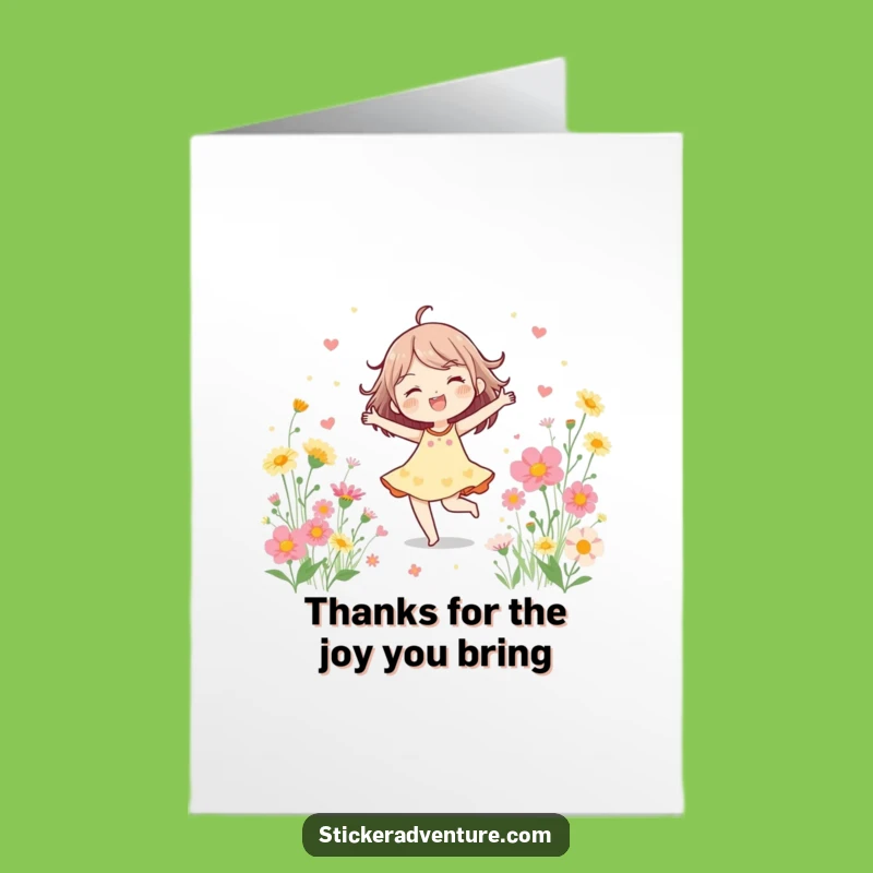Free Printable Thank You Card: Cheerful Dancer Wildflower Design, Funny Downloadable Gift