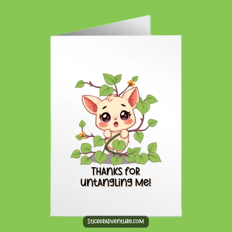 Free Printable Thank You Card: Comical Tangled Character - DIY Downloadable Humorous Gift