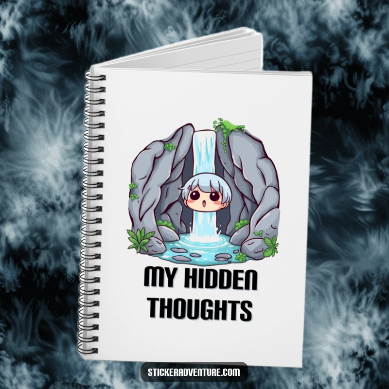 Funny Waterfall Surprise Notebook: A notebook featuring a character looking surprised and delighted by a hidden waterfall.
