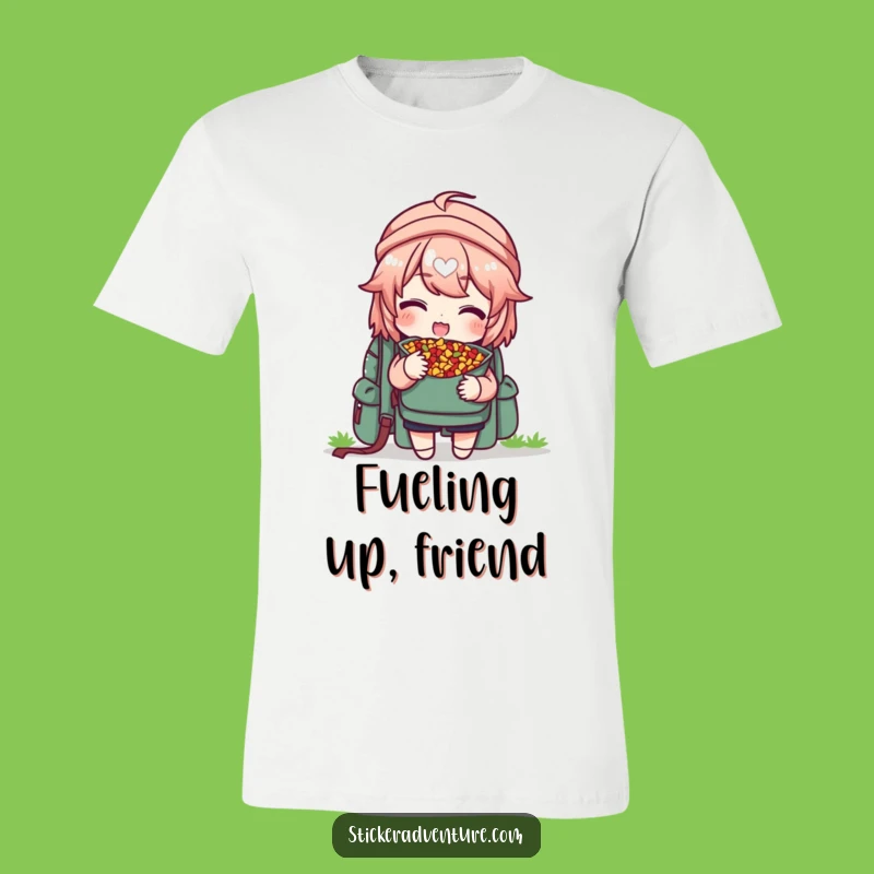 Funny Trail Mix Sharing Tee, Humorous Backpack Character Shirt, Great Gift