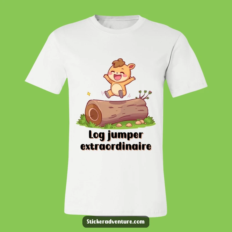 Funny Joyful Leaping Character T-Shirt - Express Happiness with Humorous Style
