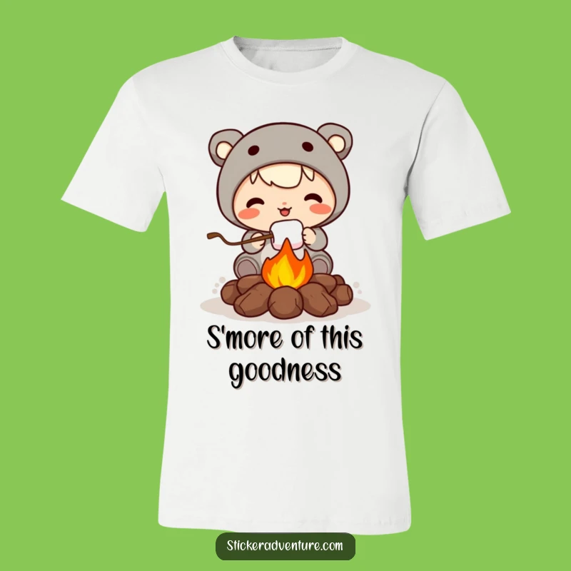 Funny Roasting Marshmallow T-Shirt: Campfire Fun with Cute Character Humor.