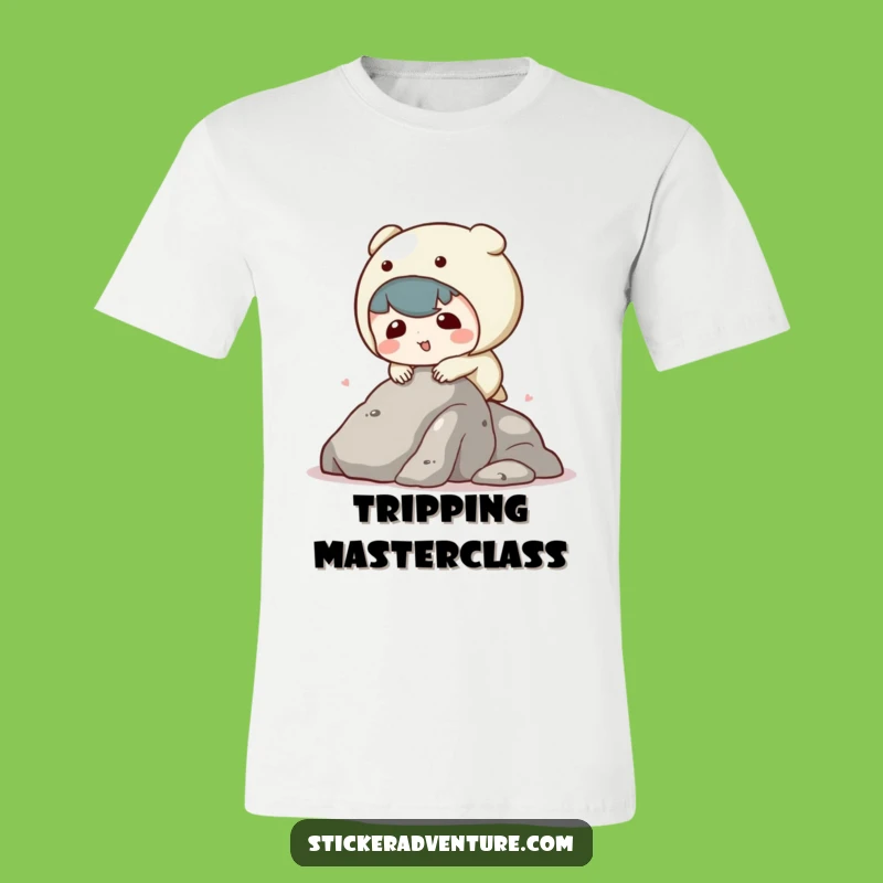 Funny Tripping Kawaii Character T-Shirt - Hilarious Tee for Adorable Mishap Fans