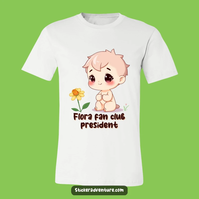 Funny Wildflower Tee: Cheerful Character Discovers Rare Bloom - A Humorous Nature Lover Gift