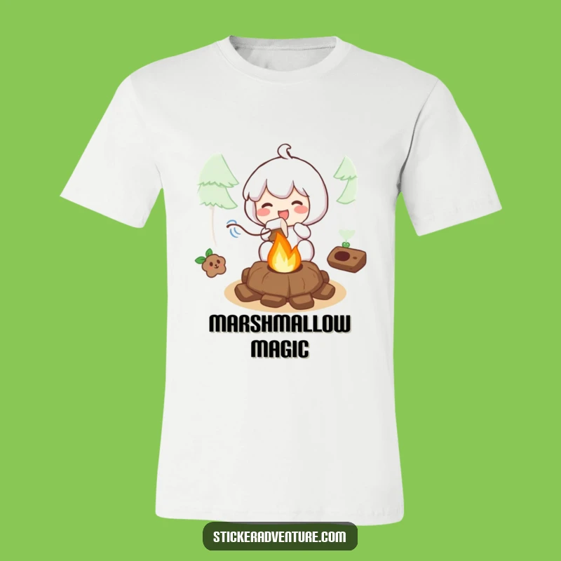 Funny Roasting Marshmallow T-Shirt: Joyful Campfire Character, an Outdoor Funny Gift