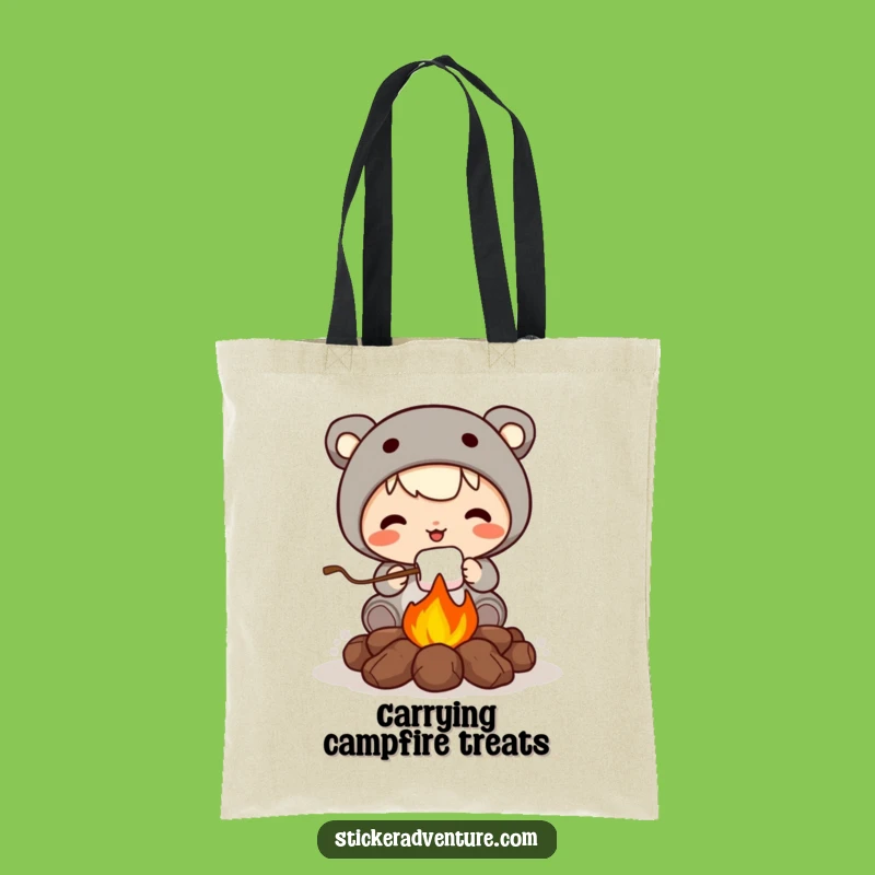 Funny Roasting Marshmallow Tote Bag: Carry Your Essentials with Campfire Charm.
