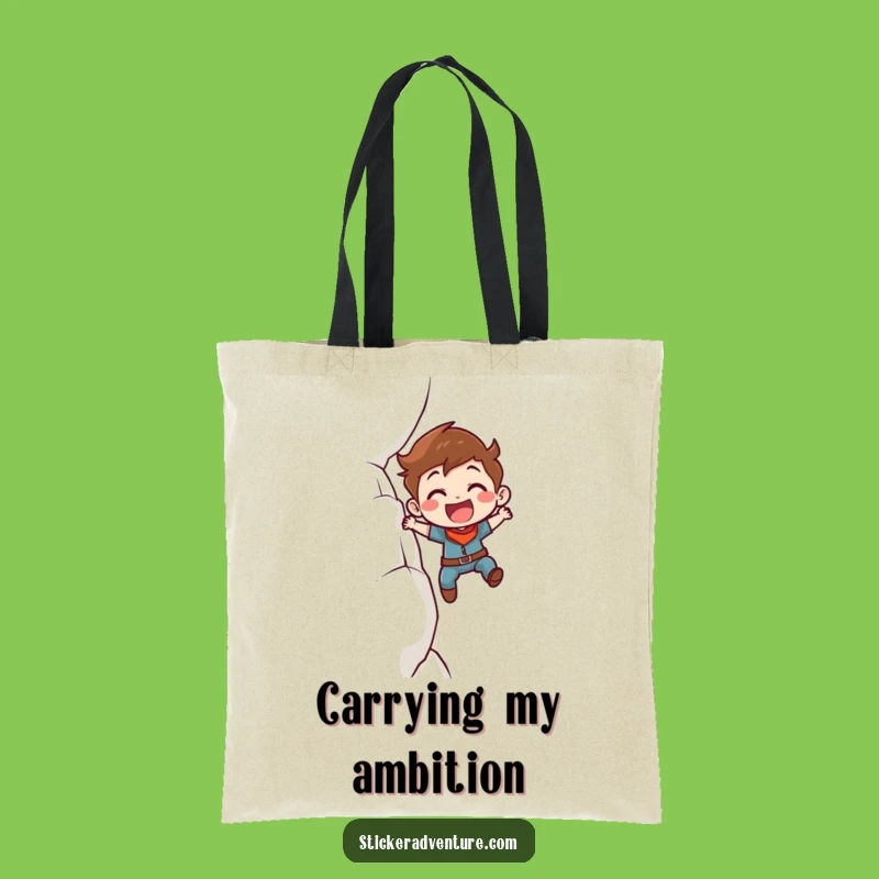 Funny Cliff Scaling Tote Bag: Determined Character's Journey, Practical Funny Gift!