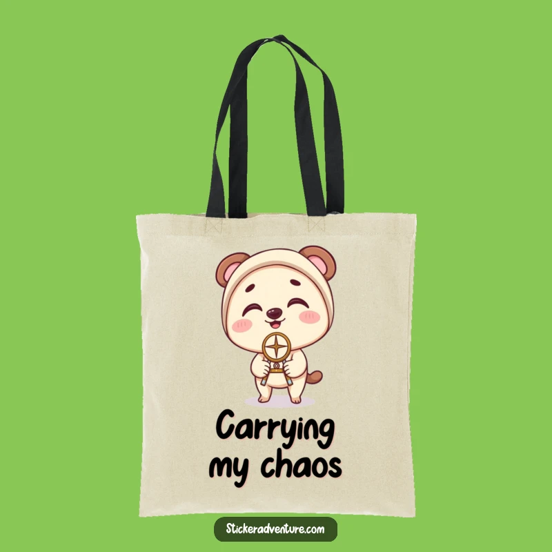 Funny Compass Tote Bag: Clumsy Character's Balancing Act - Humorous Gift Accessory