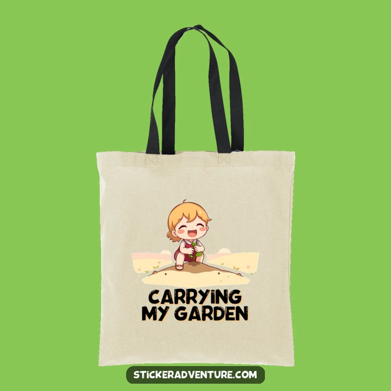 Funny Seedling Planting Tote Bag: Cute Character's Eco-Friendly Style, Perfect Funny Gift!