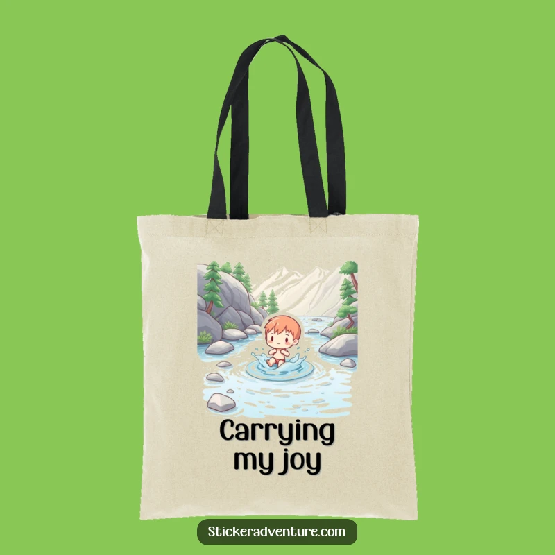 Funny Splashing Figure Tote Bag: Carry the Charm of Mountain Streams