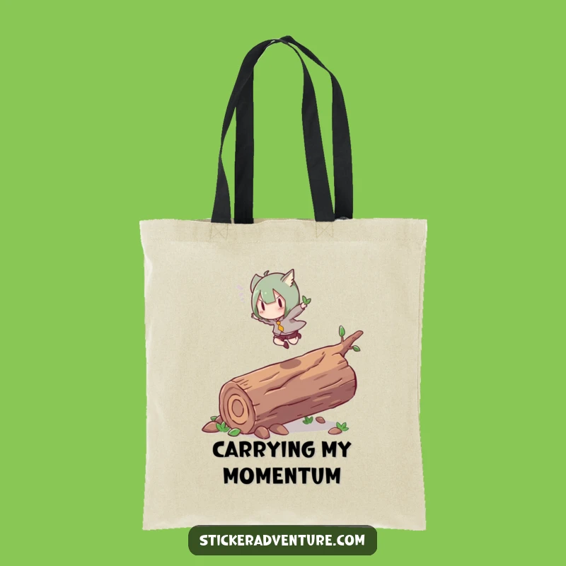 Funny Leap Log Tote Bag: Energetic Character Carryall Gift