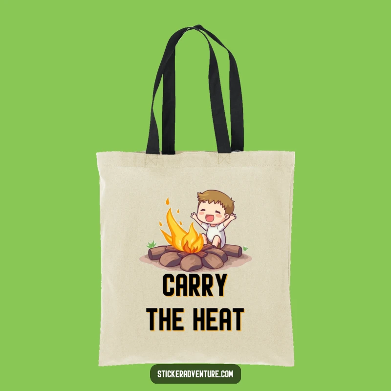 Funny Campfire Fire Starter Tote Bag: Enthusiastic Subject Ignites Fun, Handy Funny Gift
